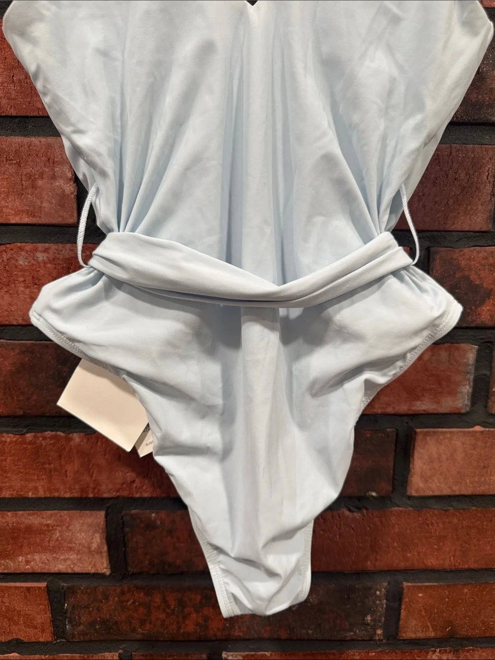 Tory Burch Light Blue V-Neck Bandeau One-Piece